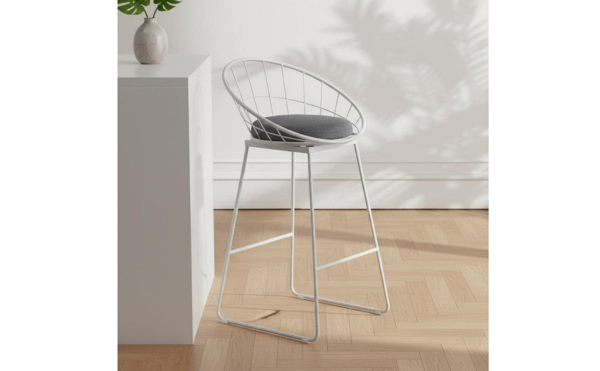 Light Luxury Round Cushioned Bar Chair Minimalist Design Wireframe Bar Stool for Cafe