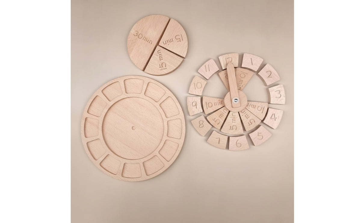 Unfinished Wooden Clock with Removable Blocks Teaching Wooden Clock Toy Movable Fine Motor for Toddlers