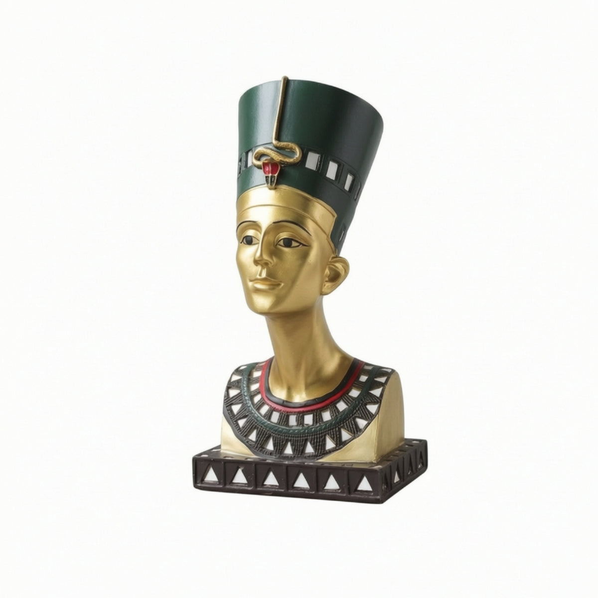Nile Bust Golden Queen Bust Tabletop Nile Queen Figurine for History Buffs, Bookshelf, Office