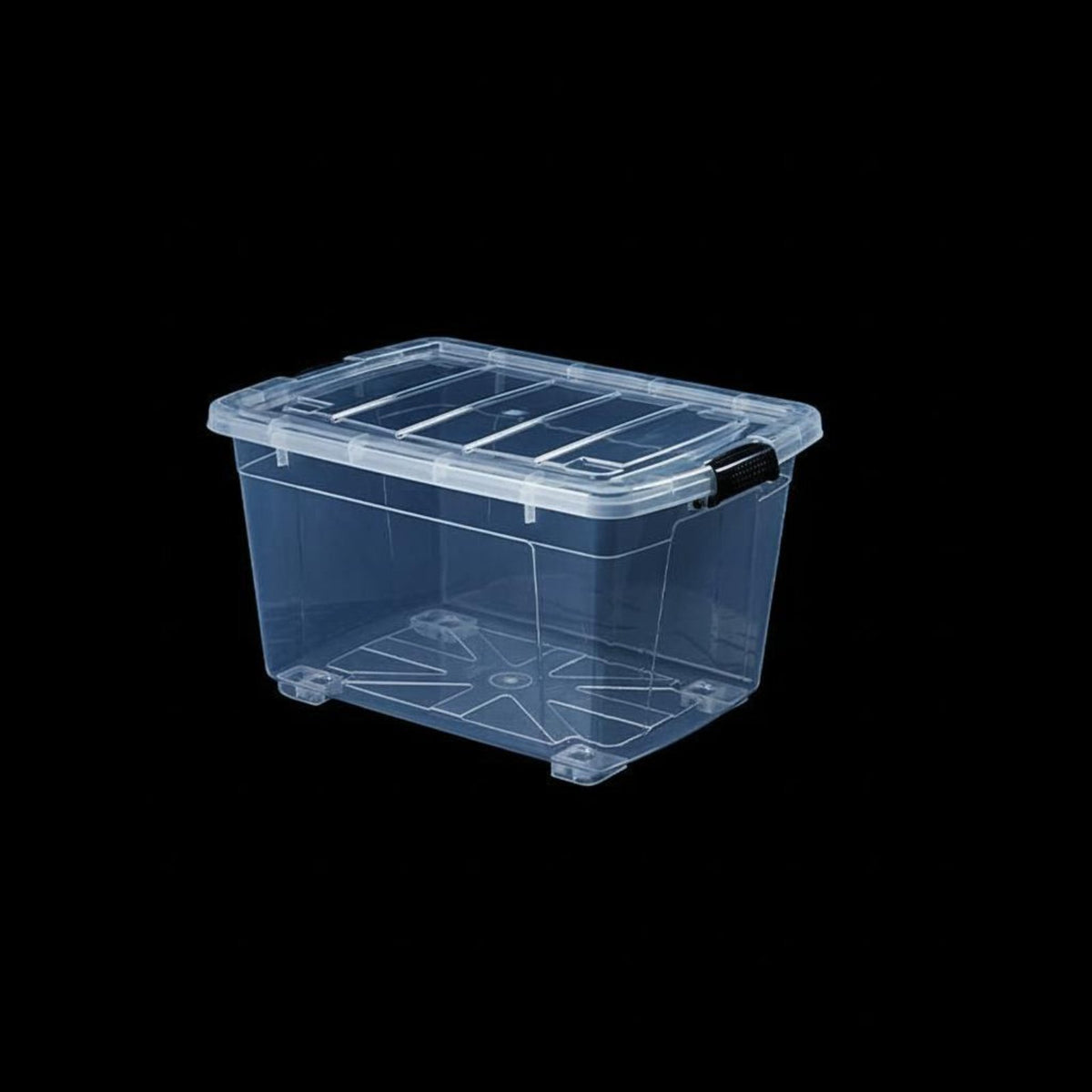Transparent Plastic Storage Box with Lid and Casters
