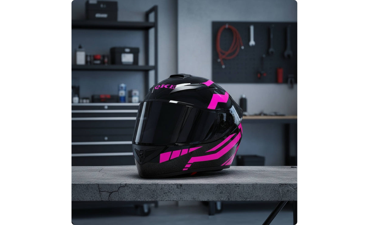 Aerodynamic Full Coverage Helmet | Glossy, Helmet with sun-blocking visor, for Street Riding