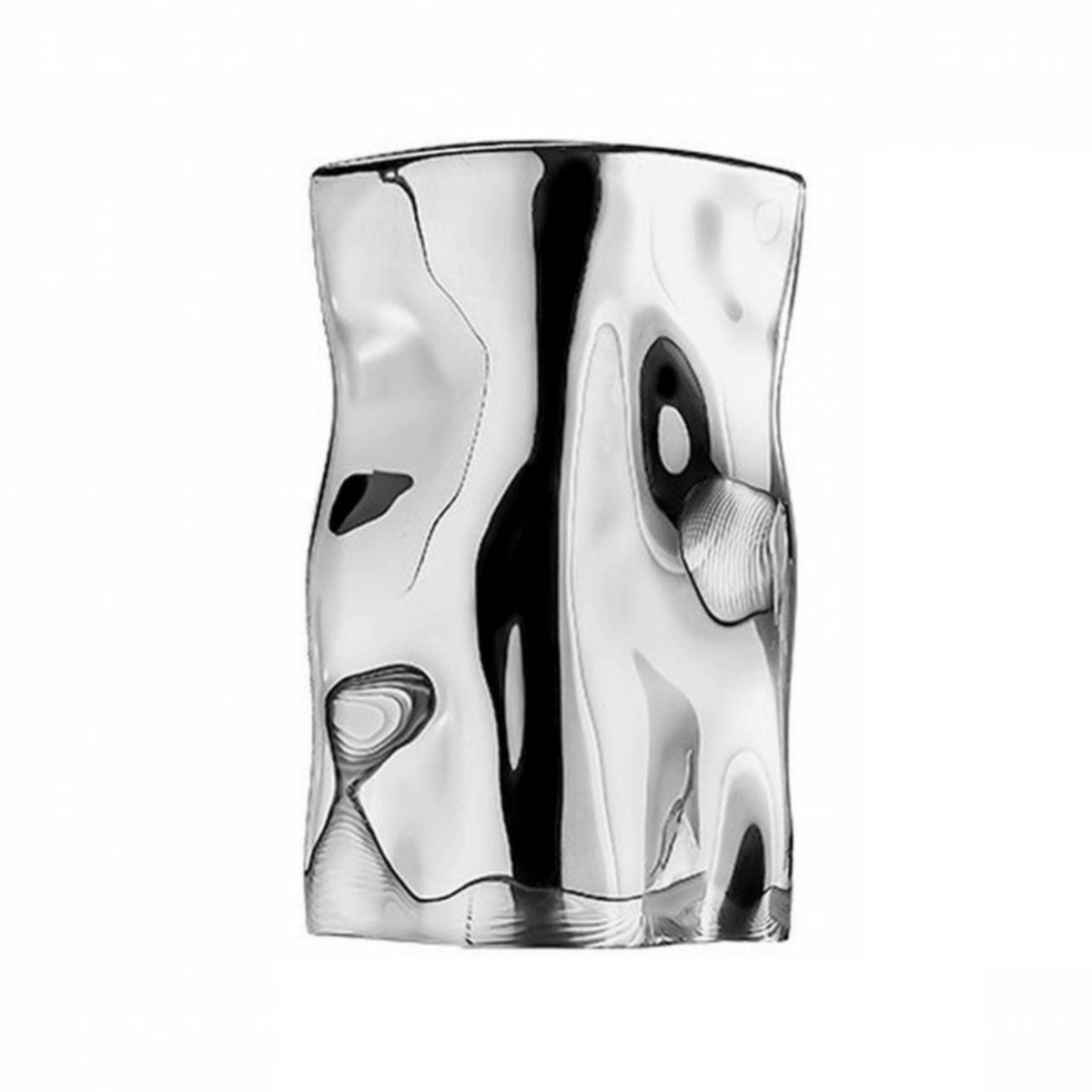 Stainless Steel Vase Silver Wavy Cylindrical Vase Sculptural Stainless Steel Vases for Decorators