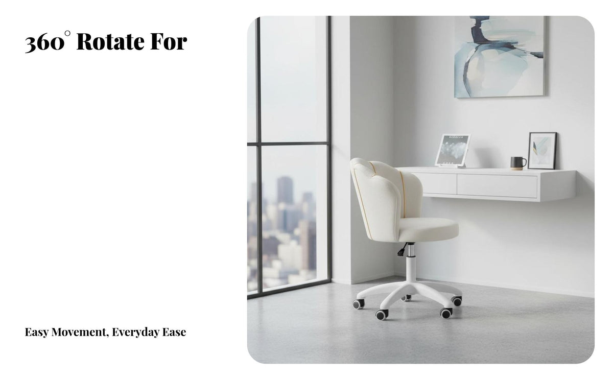 Modern Design Rolling Office Chair Adjustable Height Molded Seat Caster Chair Minimalist aesthetic Seating Furniture 360-Degree rotate for Students, Children, Home Workers, Dorm Room, Bedroom