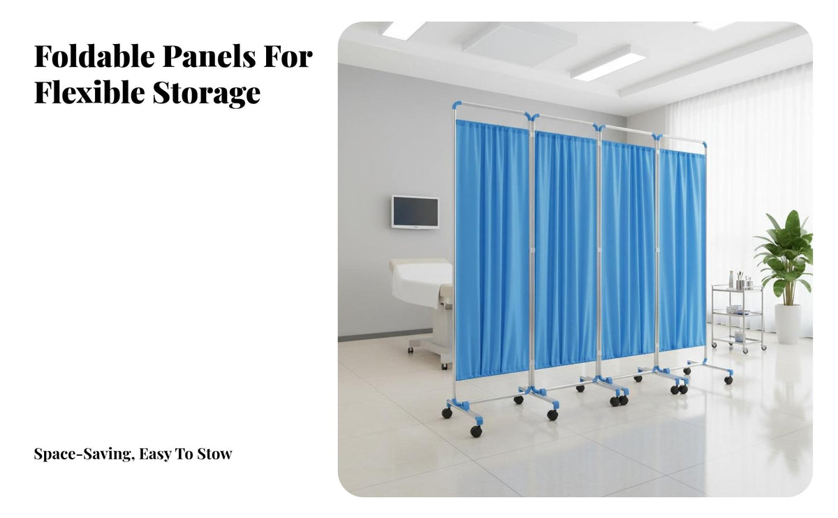 Foldable Mobile Medical Separator Lockable Casters Wheeled Privacy Partition On casters Folding separater Freestanding Design for Clinic Staff, Therapists, sectionedice Workers, Hospital, Physiotherapy Room, Nursing Home