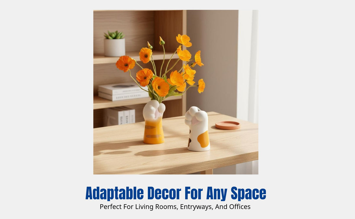Nordic Cat Paw Vase, Resin Desktop Decor, Living Room, Entryway, Office Decoration