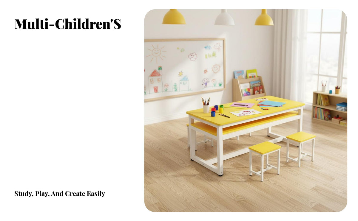 children's Art and Craft Table Sturdy Kindergarten Classroom Desk Rounded Corners Kids Table and Chair Set for Preschoolers, Parents, Daycare, Bedroom