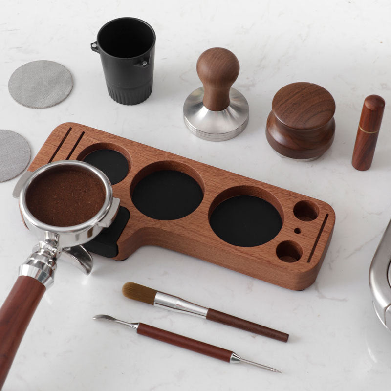 Wooden Coffee Handle Base Storage Tray for Espresso Accessories