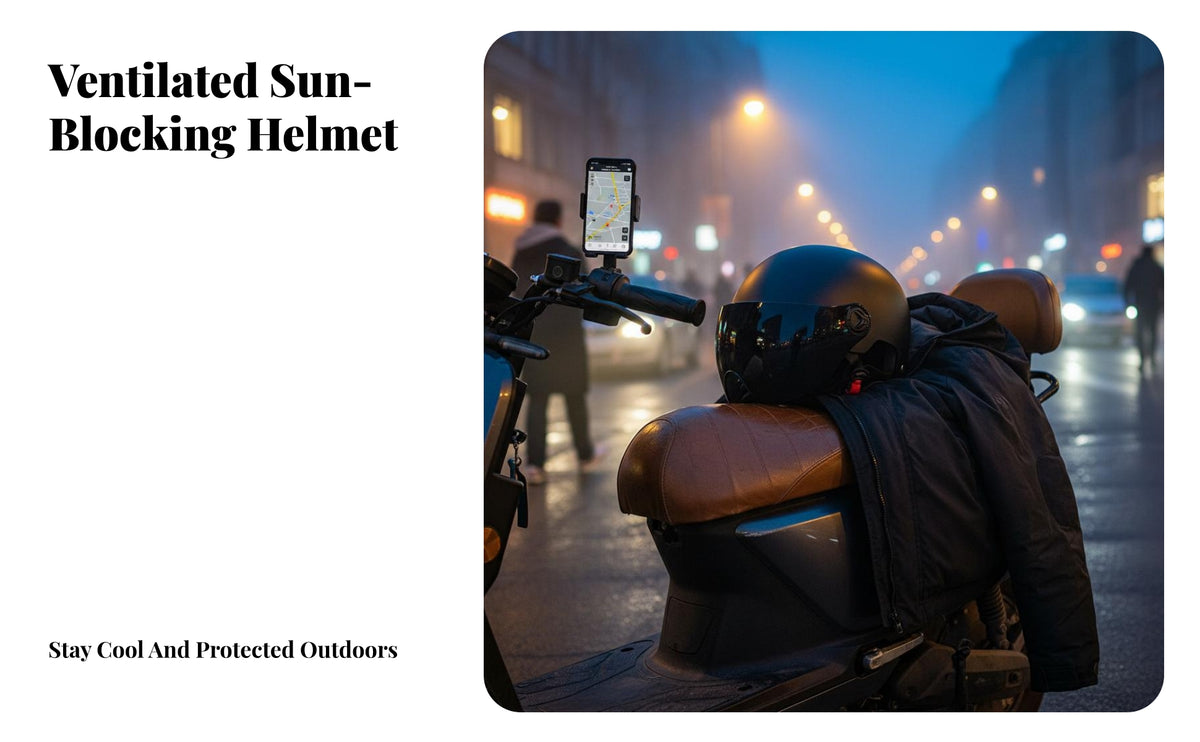 Unisex Half Helmet Lightweight Electric Bike Helmet with Visor Breathable Impact-Resistant Headwear for Men, Women, Four-Season Use, Daily Commute