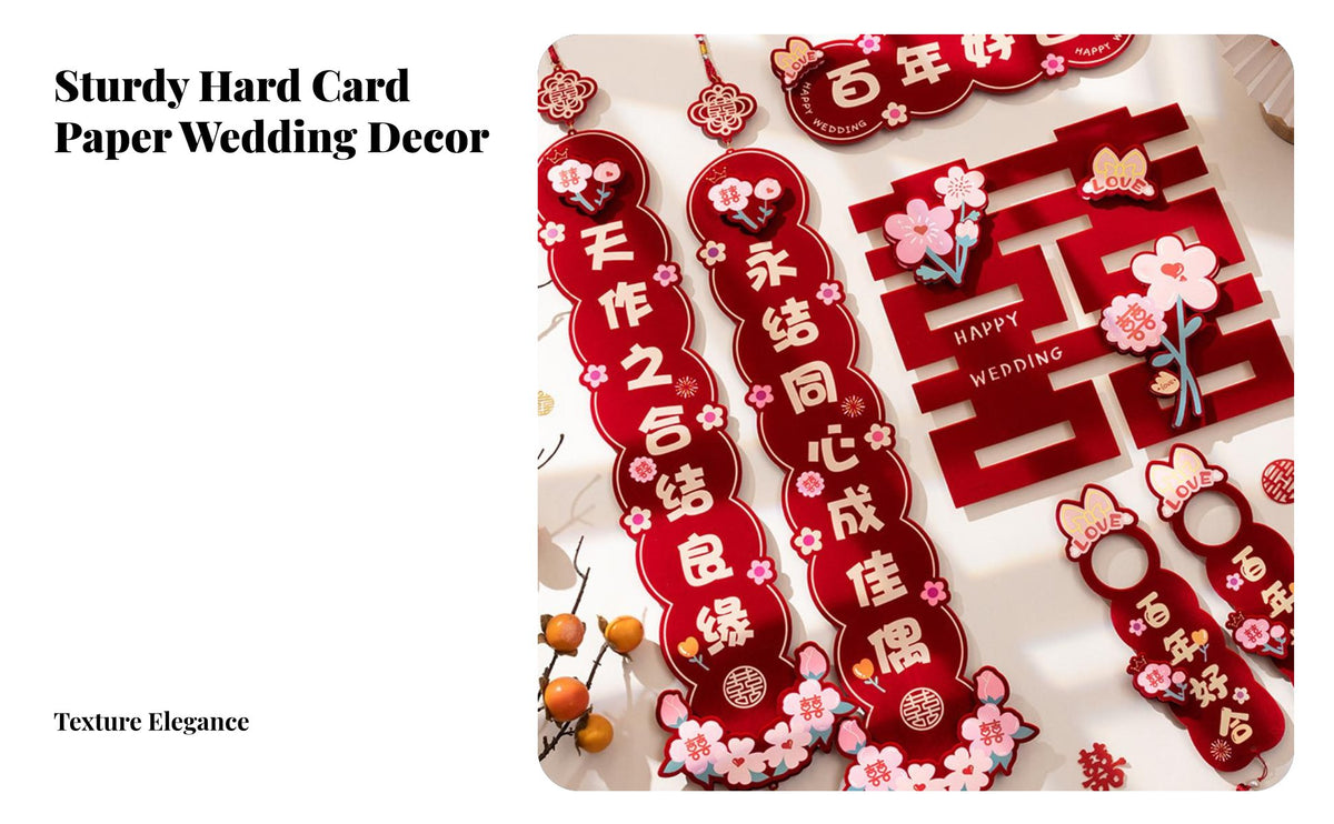 Wedding Door Couplets, 3D Double Happiness Sticker, Room Hanging, Marriage Decor