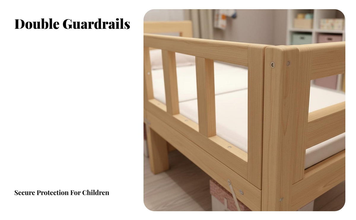 Solid Wood Bed Extension Installation Splicing Bed Frame Smooth Rounded Corners Bedside Er Frame for Children, Young Children, Home