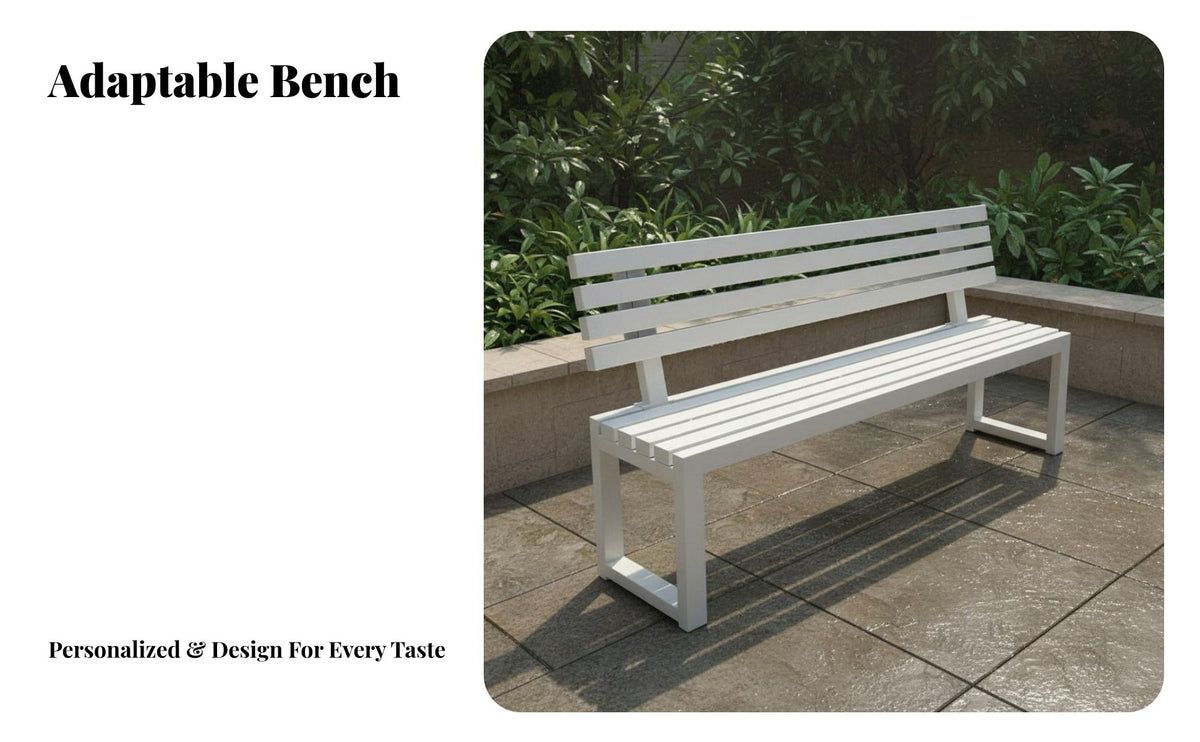 Slatted Outdoor Bench Weather-Resistant Backless Slatted Bench Weatherproof Public Seating for Business Owners, Adults, Courtyard, Garden
