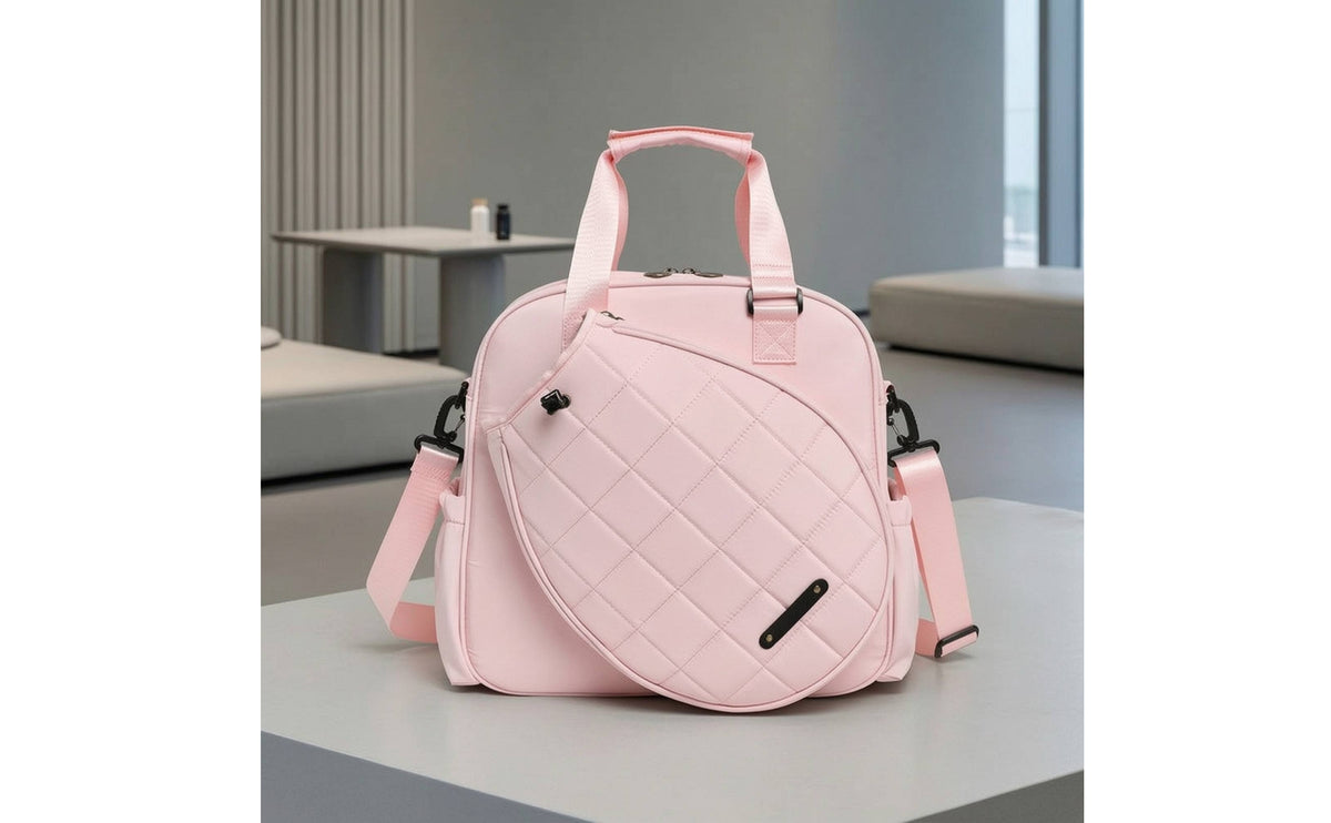 Quilted Racket Bag with Front Pocket Organized Racket Bag with Shoulder Strap Sturdy Water-Resistant for Tennis Court