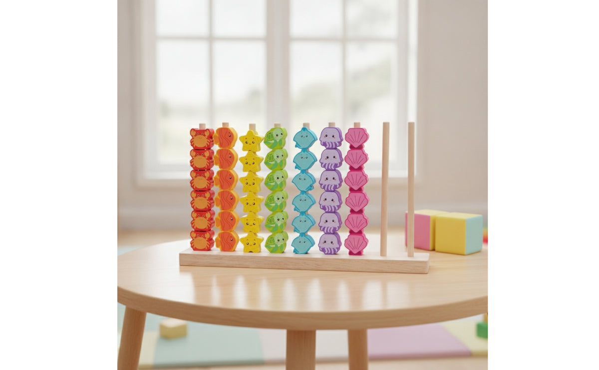 Sorting and Stacking Toy Ocean-Themed Wooden Stacking Toy Hand-Eye Coordination