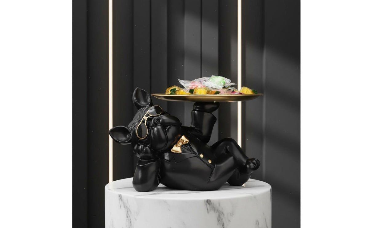 French Canine Statue Tray Multi-Functional French Canine Key Bowl Dog Butler Tray Creative Design Entryway Table Organizer
