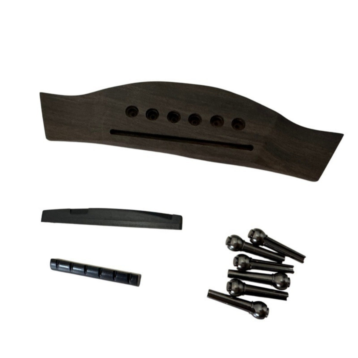 Wooden Acoustic Guitar Bridge Set Replacement Guitar Bridge with Saddle Pre-Slotted Hardware Stable for Luthier, Guitarists, Instrument Maintenance