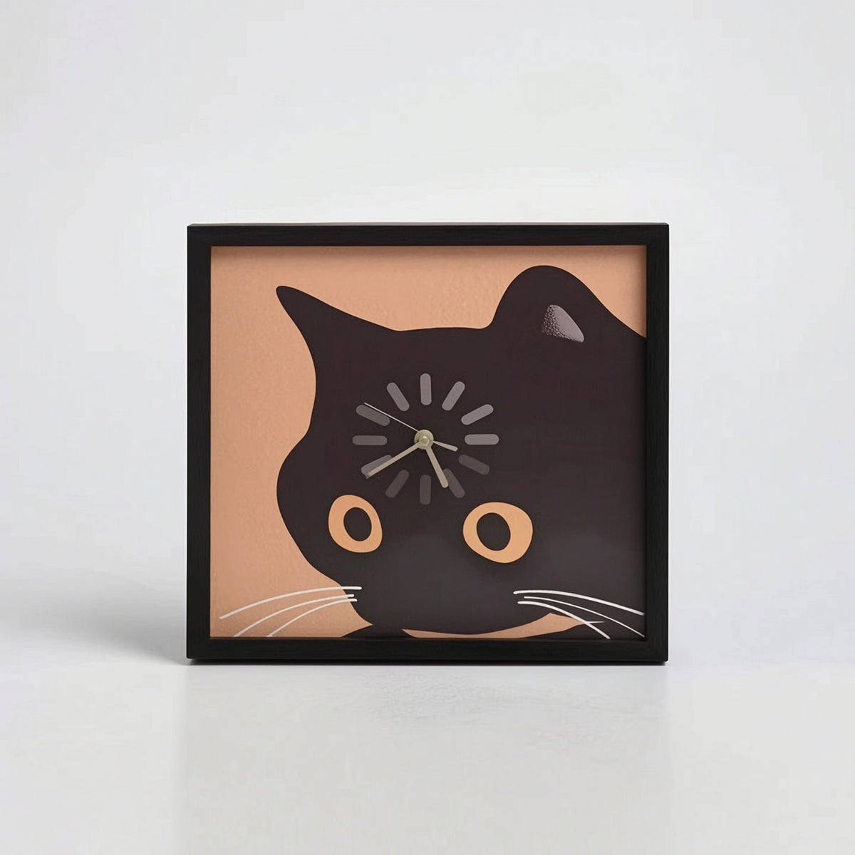 Cat Wall Clock Modern Clock with Cat Face Non-Ticking for Nursery, Bedroom