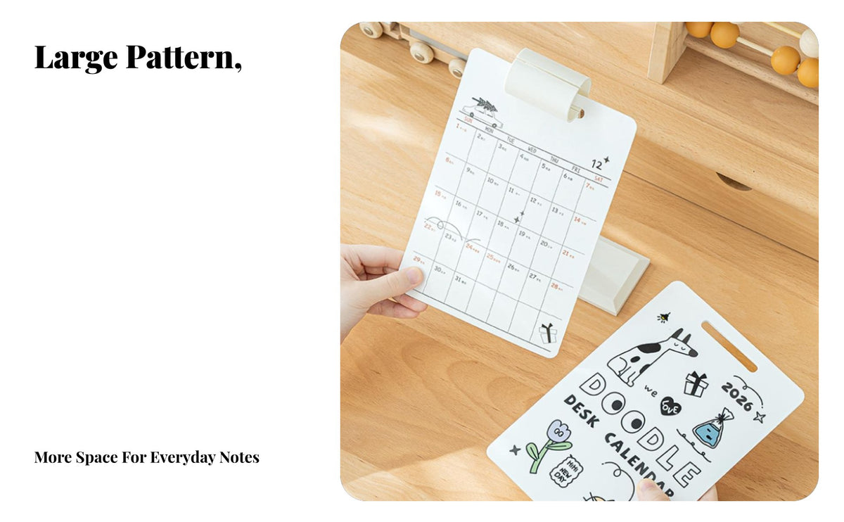 Cartoon Doodle 2026 Desk Calendar, Creative Desktop Decor, Student Planner