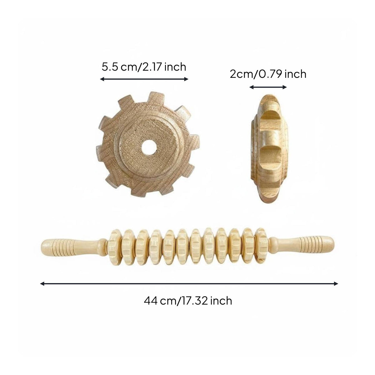 Muscle Relaxation Wooden Massage Roller Stick Ergonomic Handles Body Massage Stick Portable Manual Back Roller Flexible Design for Athletes, Gym, Office