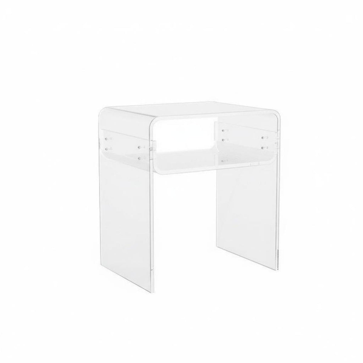 Minimalist aesthetic Transparent Bedside Cabinet Modern Design Acrylic Nightstand with Drawer Space-Saving Accent Table space-efficient Size for Interior Decorators, Apartment Dwellers, Homeowners, Bedroom, Kid's Room, Small Spaces, Entryway