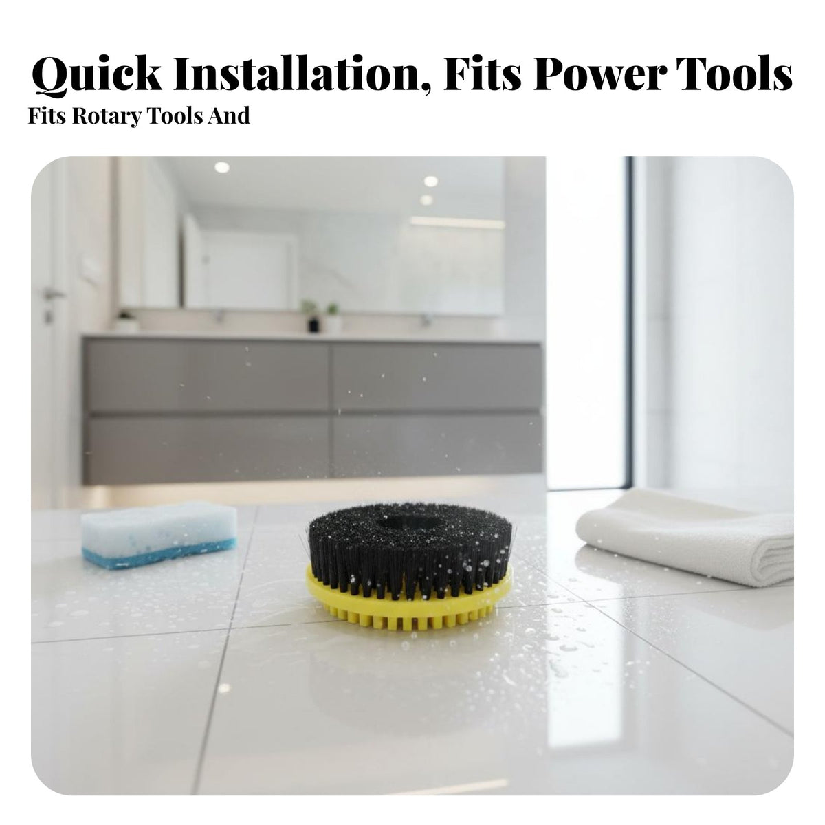 Electric Drill Cleaning Brush Bristles Drill-Powered Scrubber Attachment Set Heavy Duty for Car Cleaners, Cleaning Technicians, Restroom, Kitchen