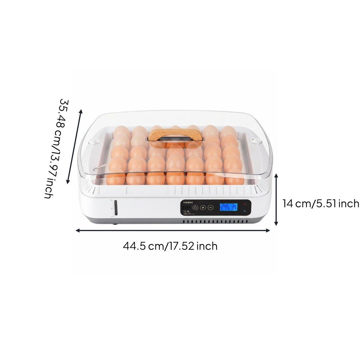 Humidity Display Chicken Egg Hatching Machine Built-in Fan Automatic Egg Incubator Low Water Alarm Digital Poultry Hatcher Transparent Cover for Hobbyists, Educators, Home, Farm, Classroom