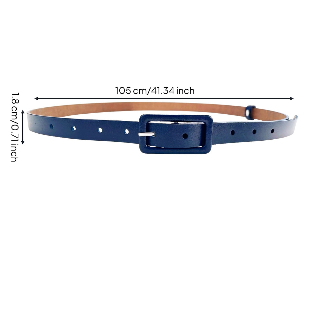 Adjustable Leather Belt with Rectangular Buckle Slim Skinny Leather Belt Dressy Formal for Women, Skirts