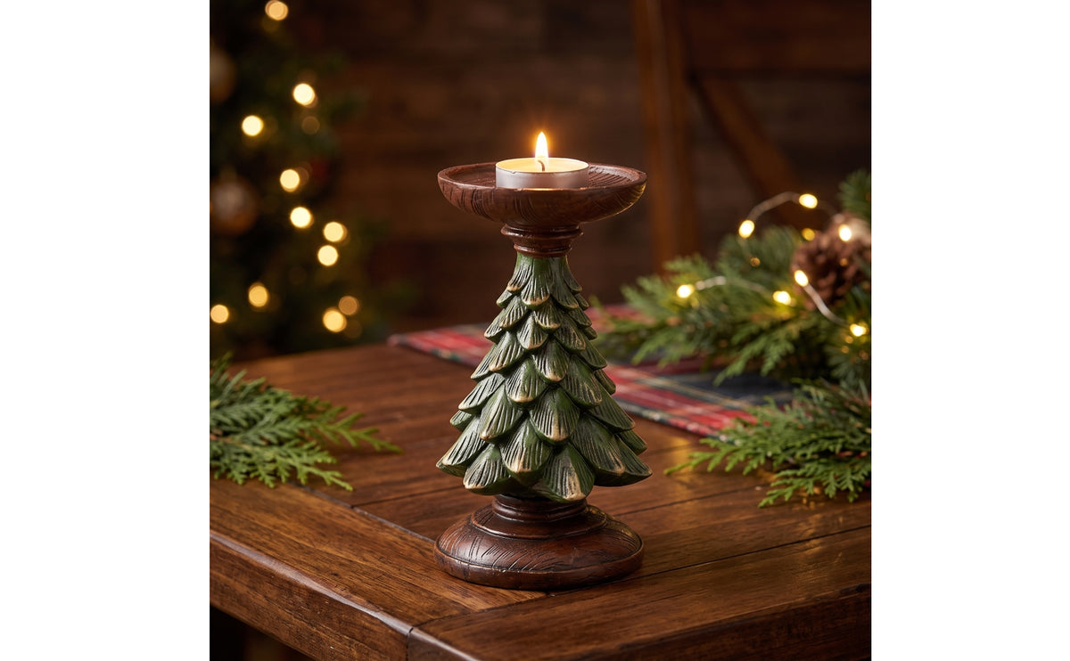Festive Christmas Tree Candleholder Decorative Evergreen Candleholder Tiered Candle Holder with Tree Pattern Simple for Dining Table