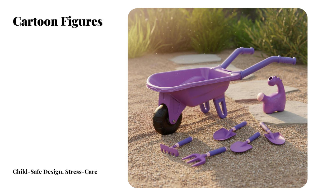 children's Wheelbarrow Toy Set Sturdy Thickened Kids Garden Wagon Tool Set Child Design Beach Excavate Ging Tool Kit for Children, Girls, Backyard