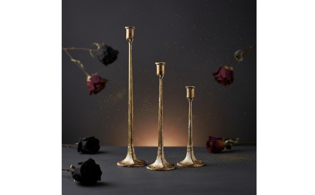 3 Pieces Vintage Gothic Candle Stand Cast Iron Tall Metal Candle Holder Decorative Home Decor for Shop Display