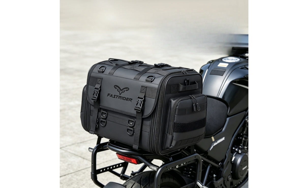 Waterproof Motorcycle Tail Bag Expandable Motorcycle Tail Bag with Rain Cover Semi-Rigid Luggage Large-Capacity for Motorcyclists