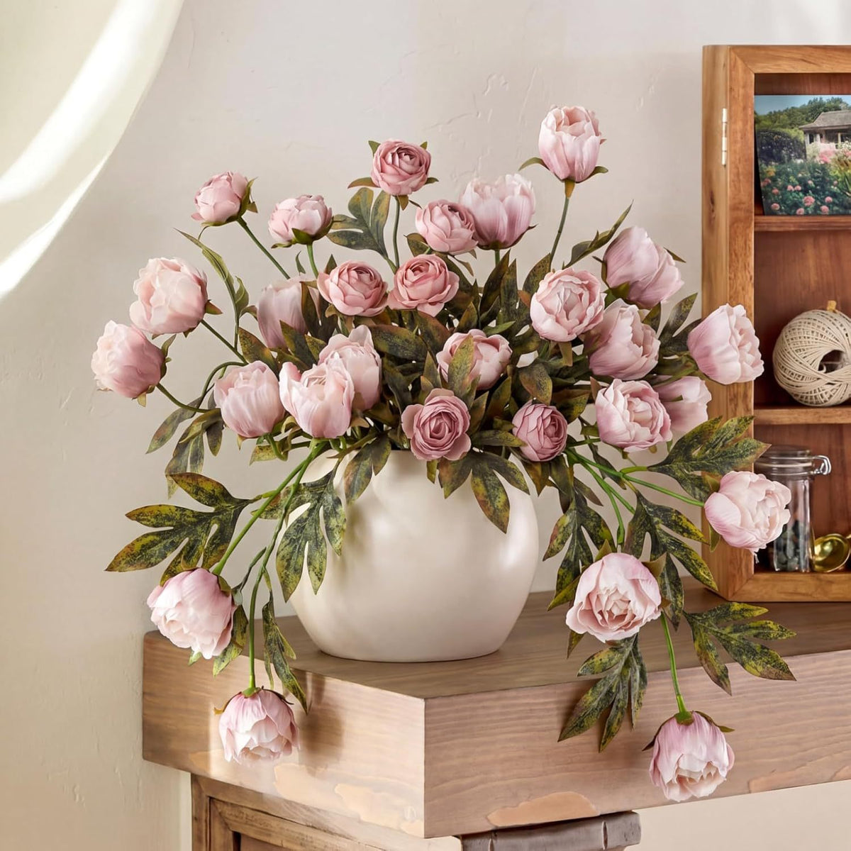 Artificial Vintage Peony Bouquet with Chrysanthemum
