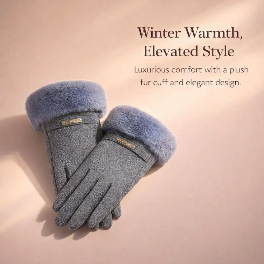 Fleece Lined Winter Gloves for Women, Touchscreen Compatible Warm for Outdoor Activities, Windproof Full Finger One Size