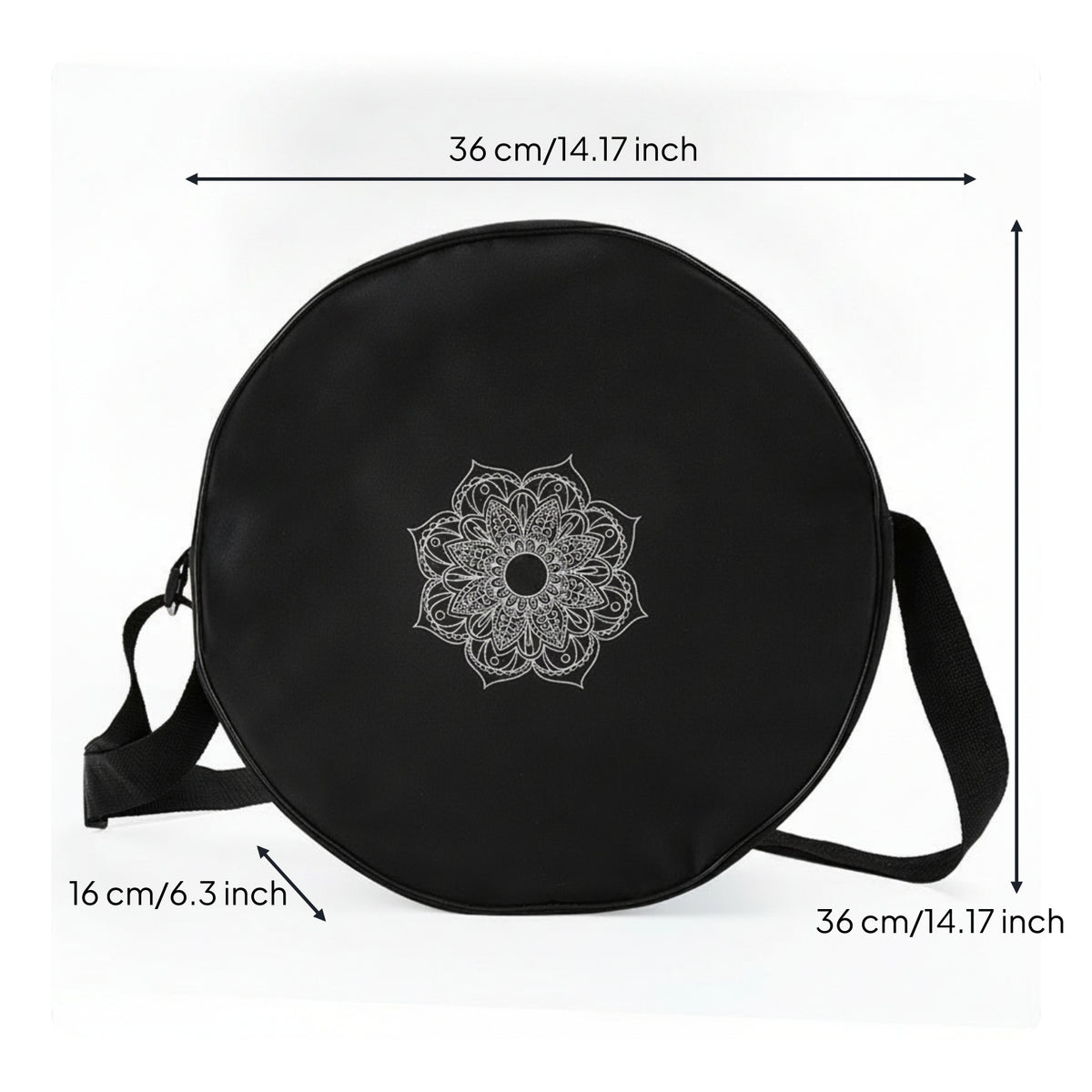 Floral Mandala Print Stretch Wheel Backpack Black Round Backpack