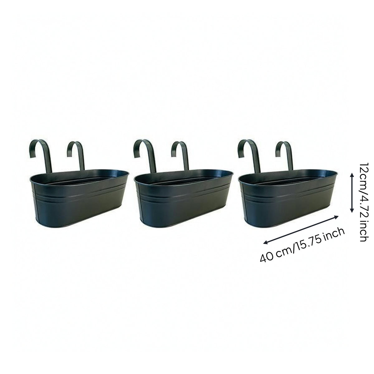 3 Pieces Railing Planter Space Saving Hanging Planter Rectangular Plant Holder for Gardeners, Patio