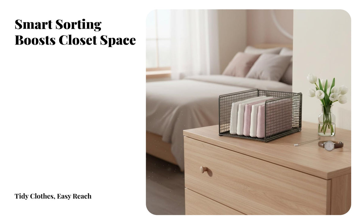 Underwear Organizer Compartmentalized Multi-Compartment Storage Box Space-Saving Closet Container for Adults, Homeowners, Bedroom, bureau, Dorm Room