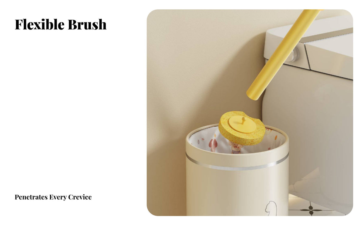 Toilet Brush Set Drill Installation Toilet Scrubber with Heads Single-Action Release Lavatory Accessory