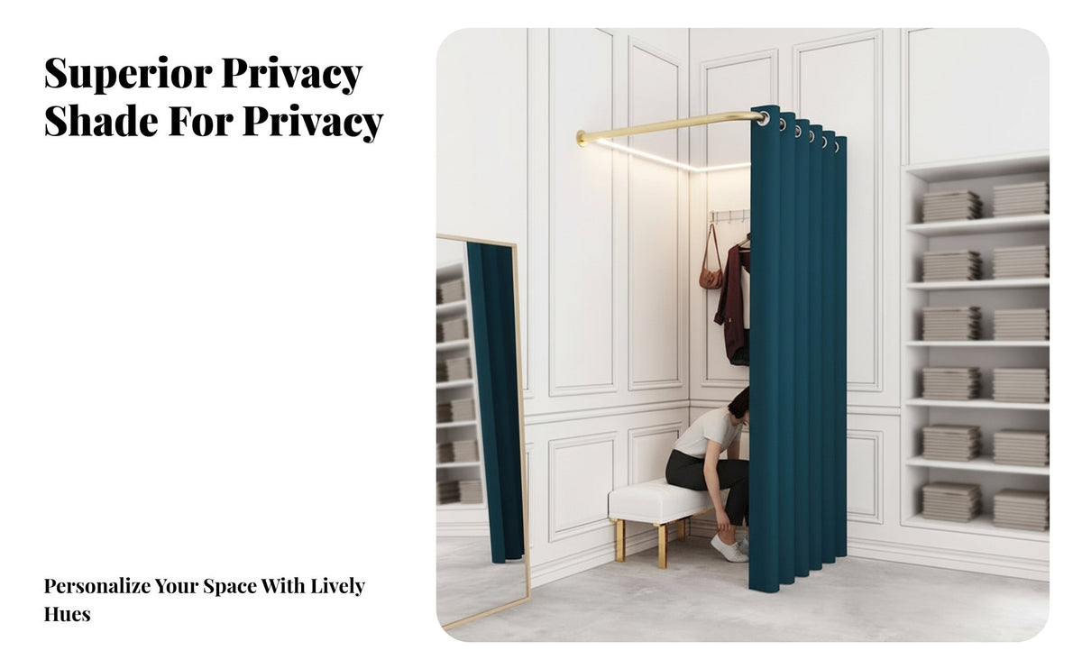 Blackout Fitting Room Curtain Rod Set Privacy Protection Wall Mounted Fitting Room Shading Material Shop Fixture Easy to Install for Business Owners, Event Organizers, Shopping Mall, Boutique, Retail Shop, Exhibition