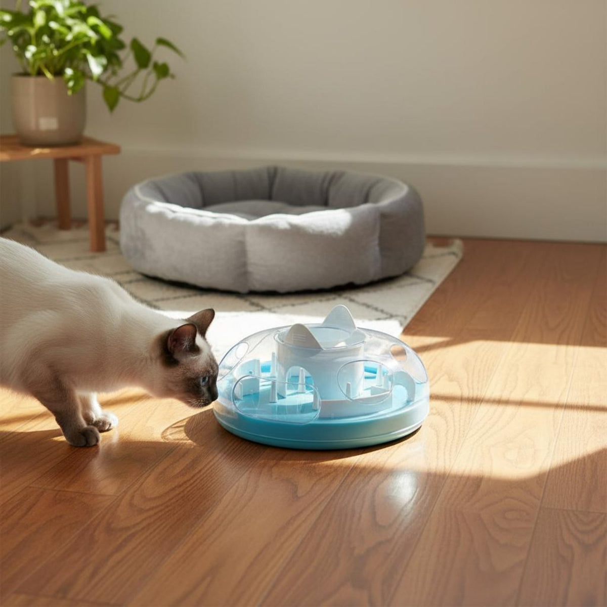 Cat Food Maze Mental Interactive Puzzle Feeder Anti-Gulping Slow Feeder Cat Bowl for Cats, Kittens, Indoor