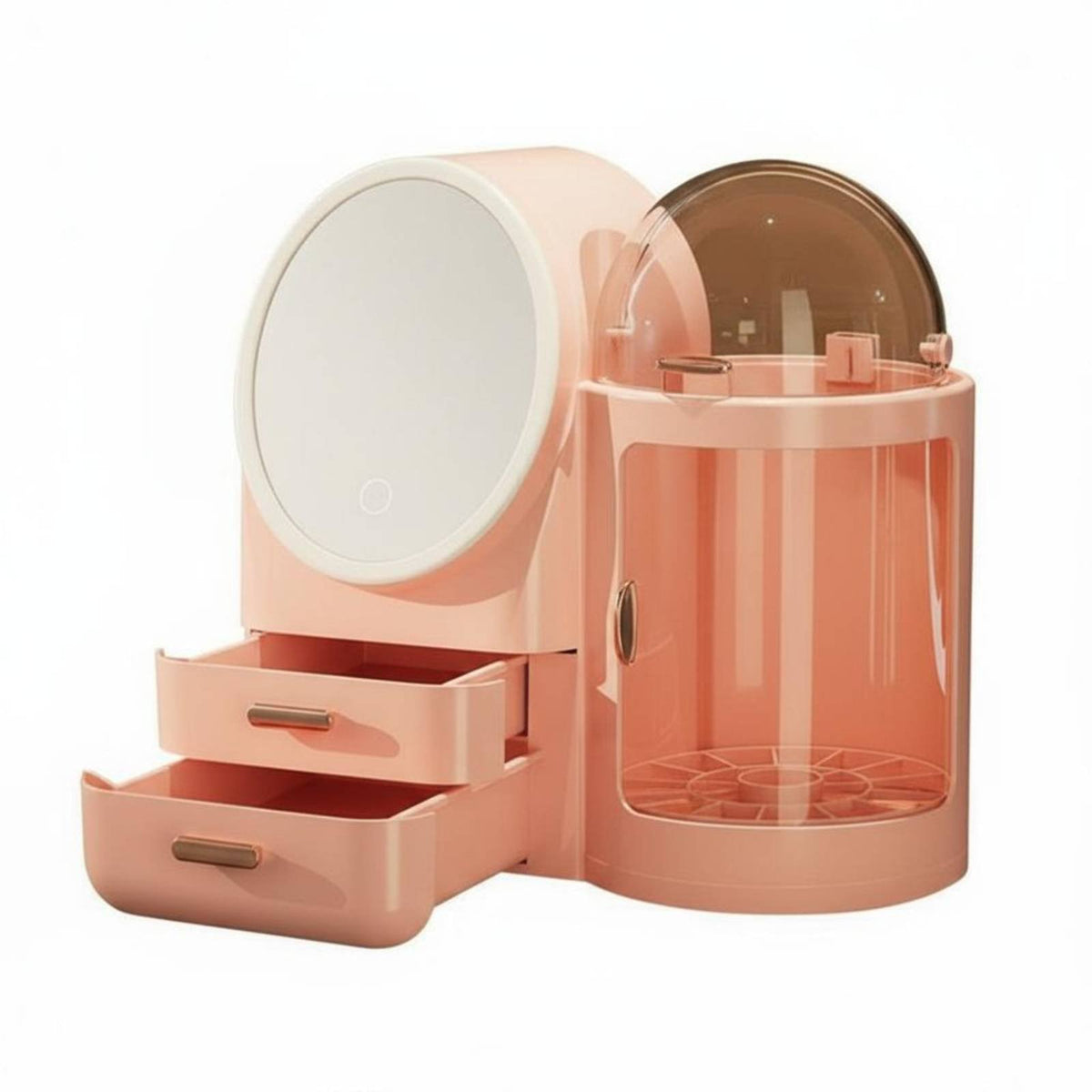 Desktop Cosmetic Case with lighted Mirror particleproof Cover for Dressing Table, Women