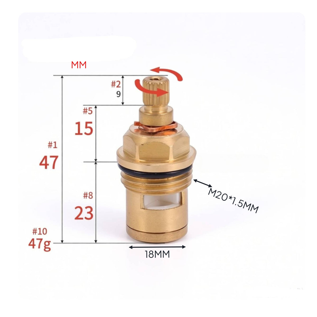 Faucet Valve Cartridge Brass Ceramic Disc Cartridge Faucet Valve Core Sturdy Wear Resistant for Plumbers, Plumbing Maintenance