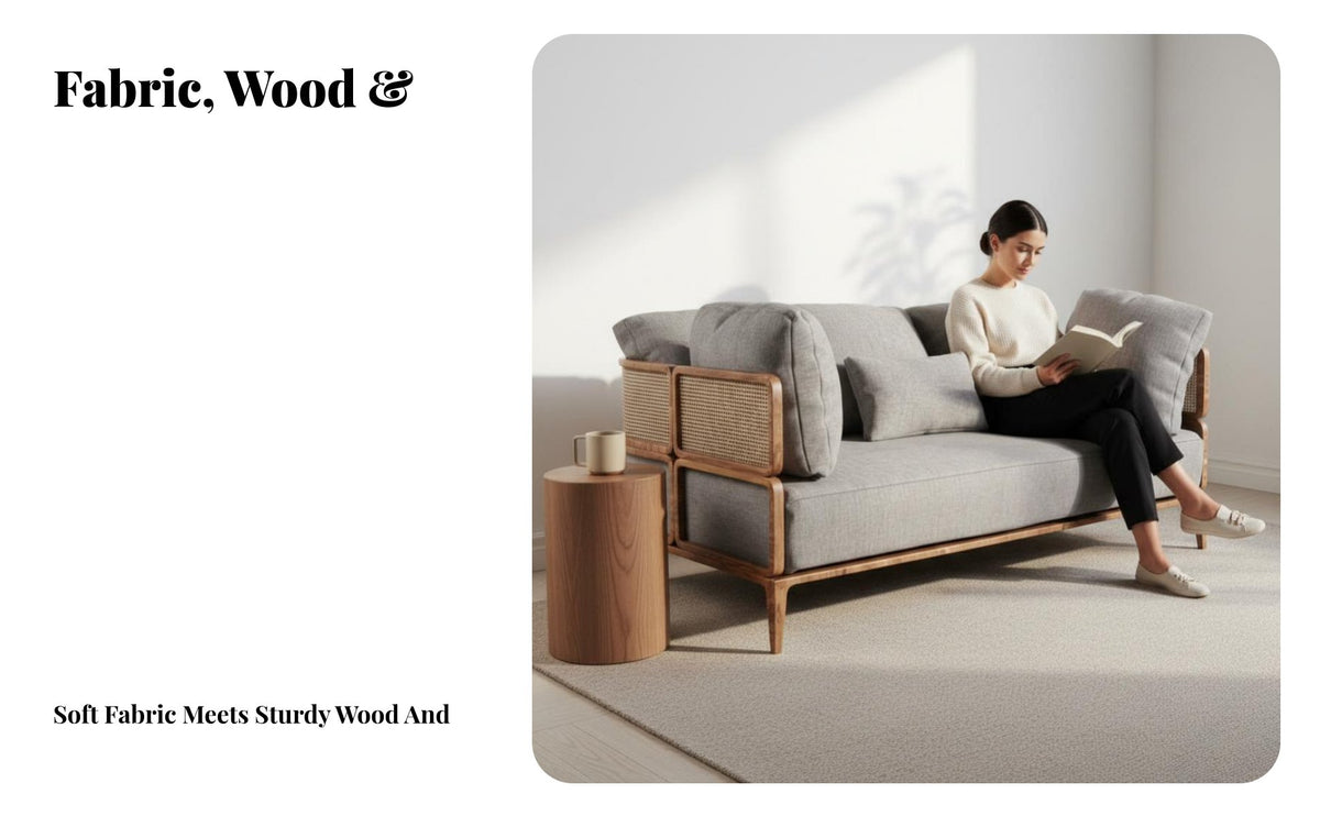 Available in Multiple Sizes Upholstered Couch with Woven backrest Fusion Design Sofa Modern Aesthetic Living Room Furniture Plush Comfort for Families, Homeowners, partners, Den, Home