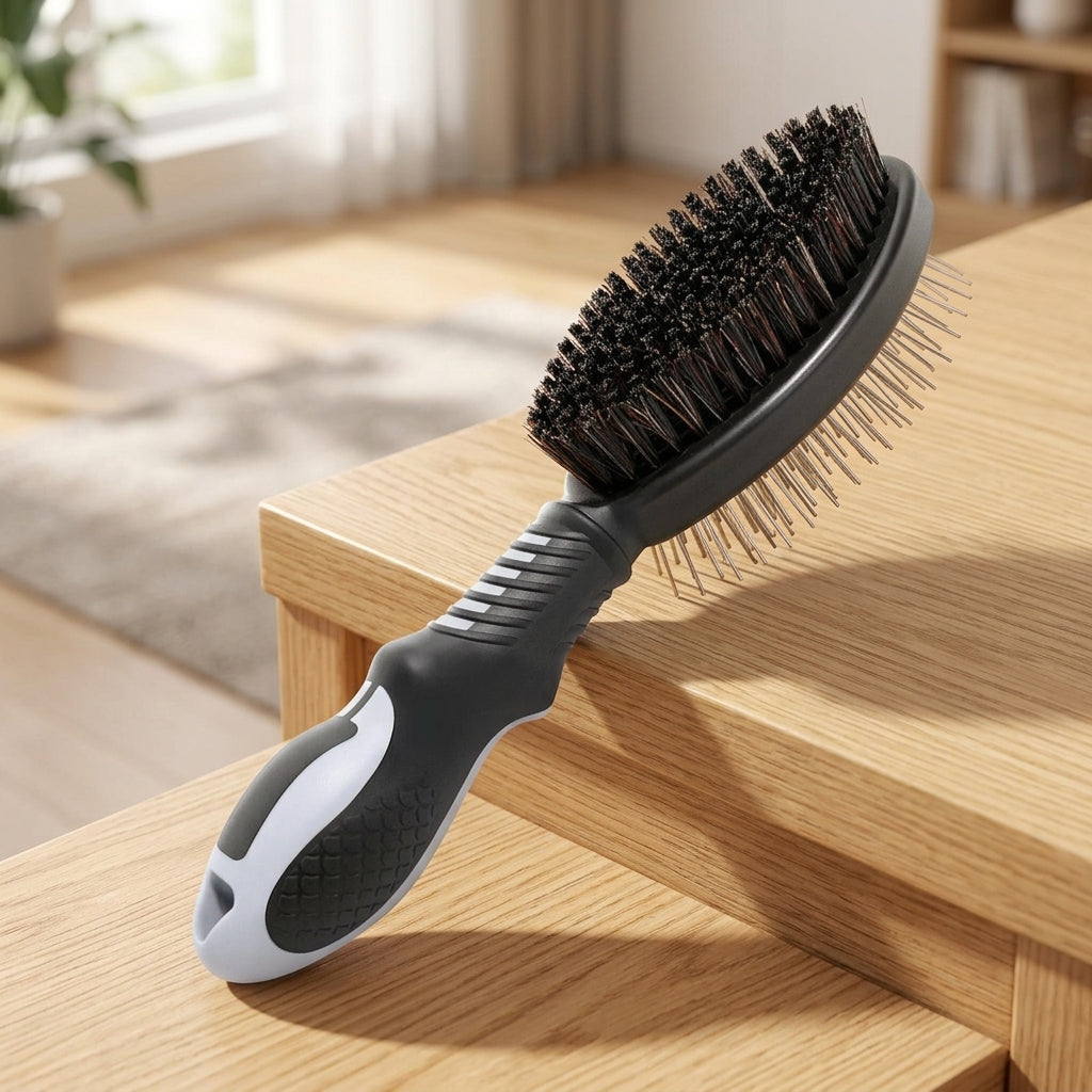 Hair Brush for Cat and Dog Grooming, Stainless Steel Cat Comb for Short and Long Hair, Non Slip Pet Massage Brush, Double Sided Slicker Design