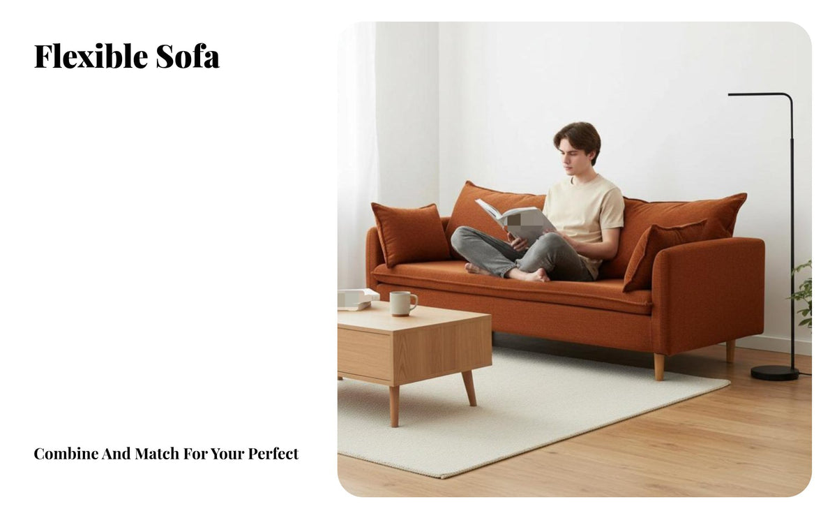 Japanese aesthetic Corduroy Settee Retro Sofa space-saving Living Room Furniture Minimalist for Apartment Dwellers, Interior Design aficionados, Young Adults, Studio Flat, Lounge Area, Bedroom, Home Creamice