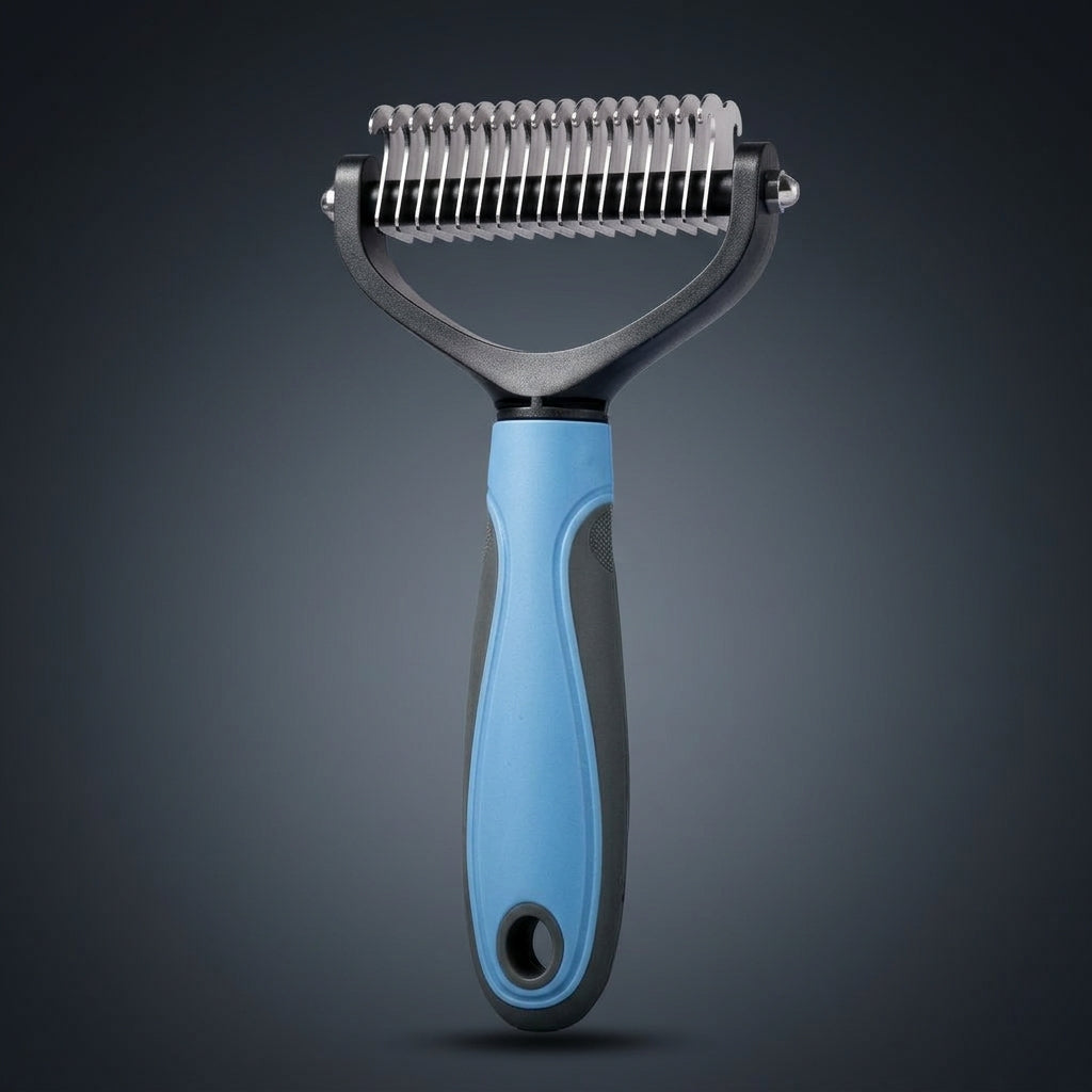 Cat Brush and Dog Brush 3-Piece Set for Dog Grooming, Stainless Steel Cat Comb and Dog Comb for Long Hair, Self-Cleaning Tool, Ergonomic Handle