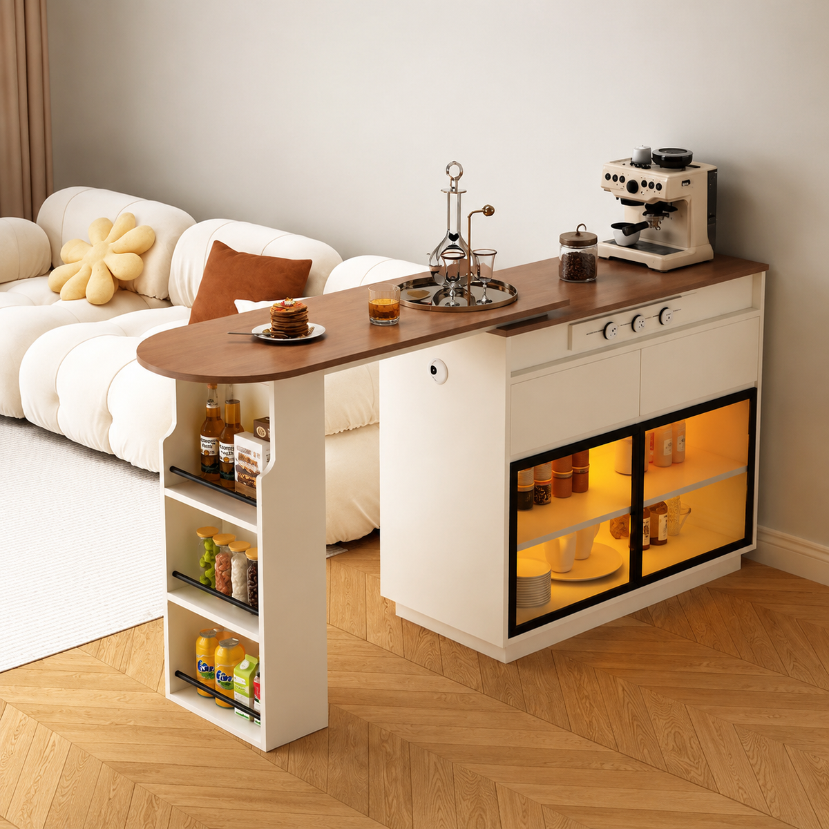 bar cabinet with dining counter