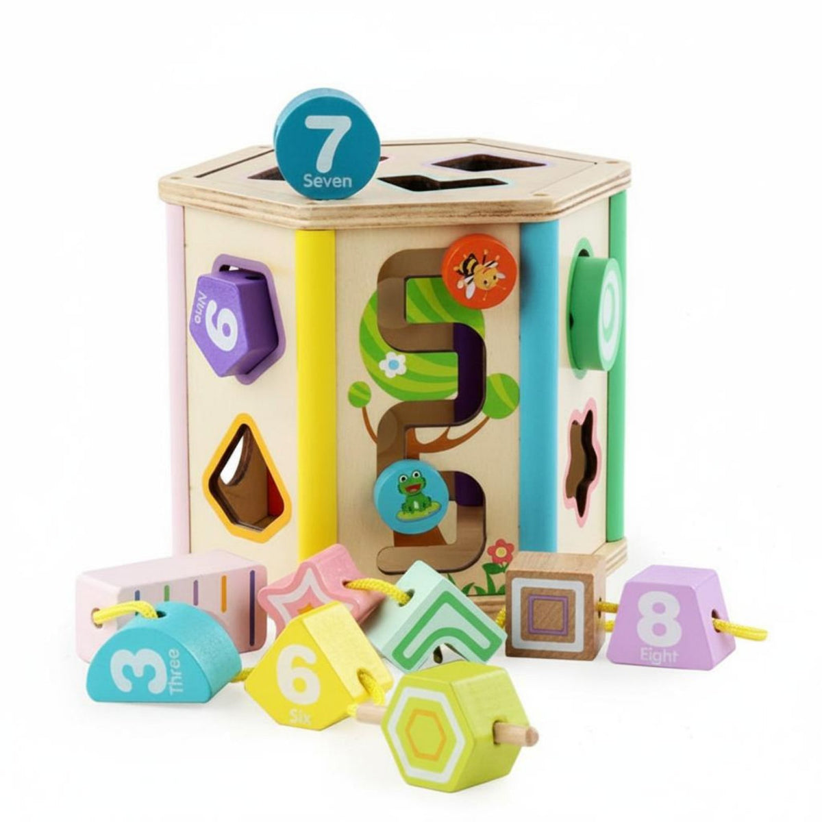 Wooden Shape Sorting Toy Early Learning Wooden Shape Sorter Fine Motor Skills Educational Sorting Box for Young Children, Infants, Nursery, Preschool