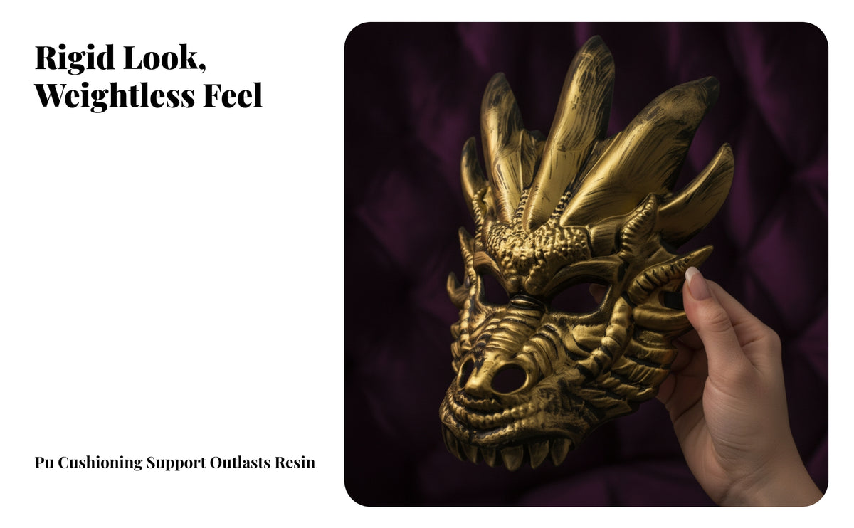 Fierce Dragon Mask with Crested Crest Hard-Shell Halloween Dragon Mask Sculpted Realistic for Cosplayers, Cosplay