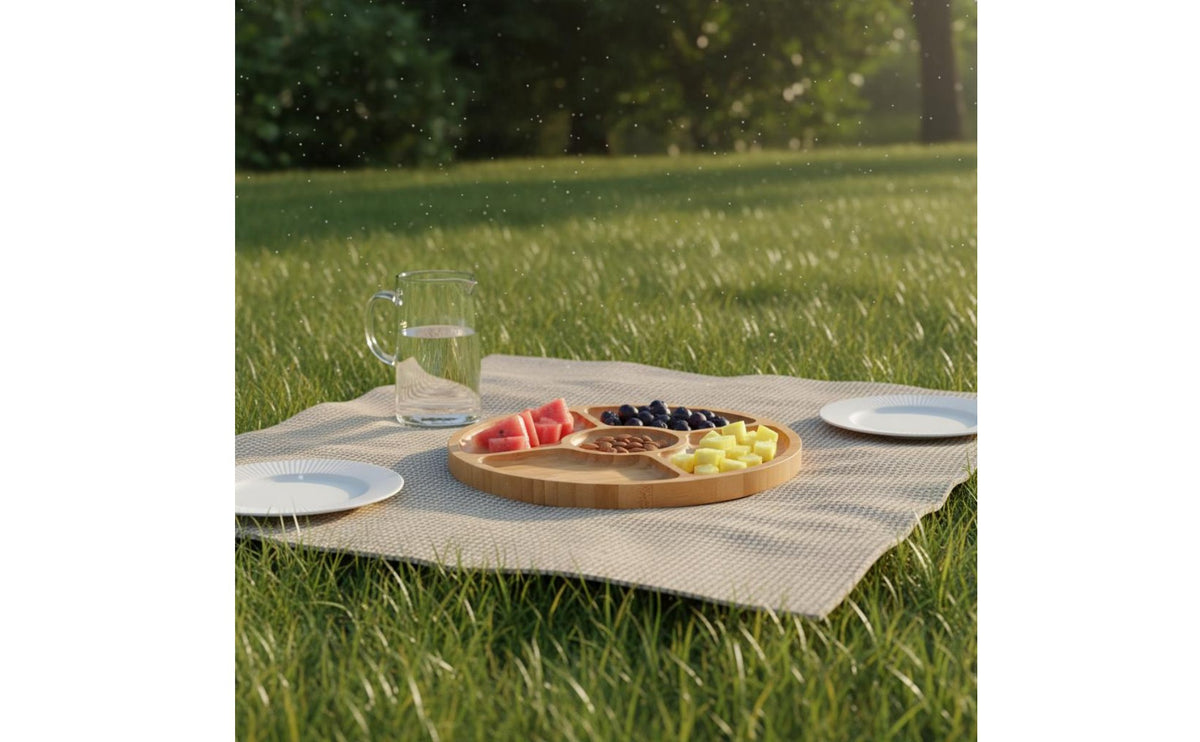 Bamboo Cheese Board and Set Includes Ceramic Bowls for Housewarming, Hosts