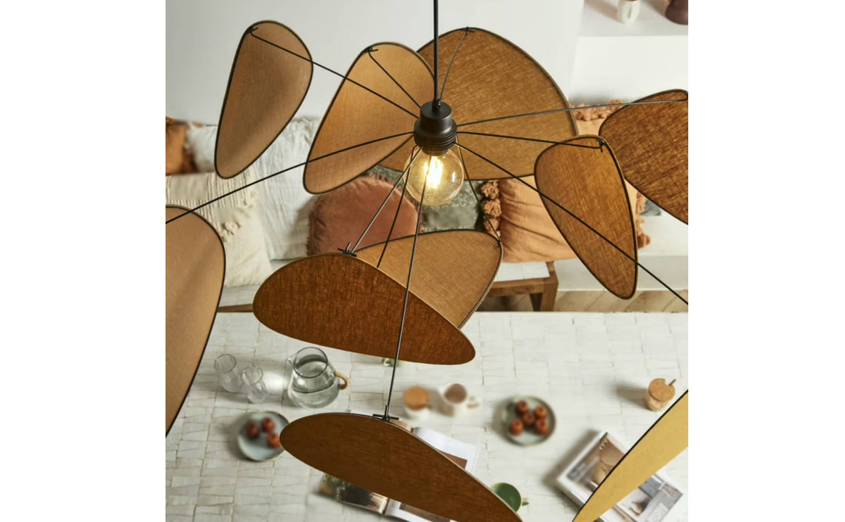 Japanese Aesthetic Wabi-Sabi Hanging Lamp Light Creative Design Wabi Sabi Hanging Lamp Light Natural Texture Textile Chandelier Adjustable Height for Tea Room