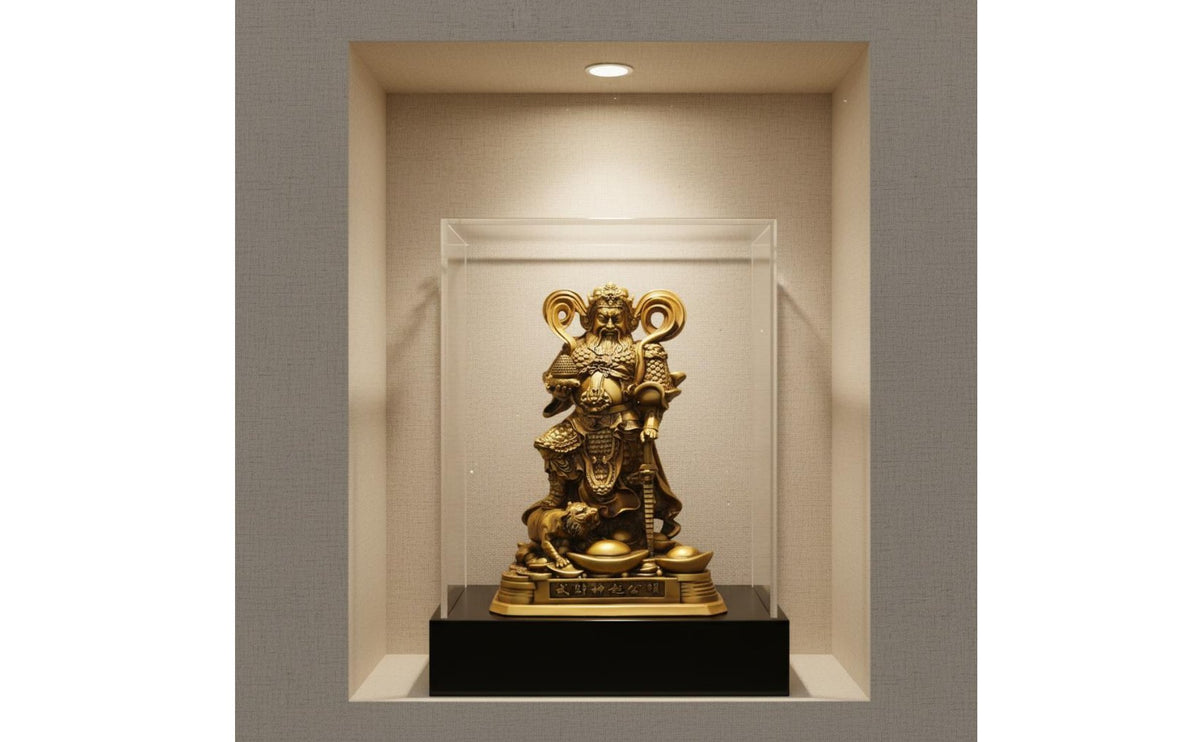 Zhao Gongming Riding Tiger Statue Detailed Craftsmanship God of Wealth Statue Chinese God of Wealth Figurine Lifelike Intricacy